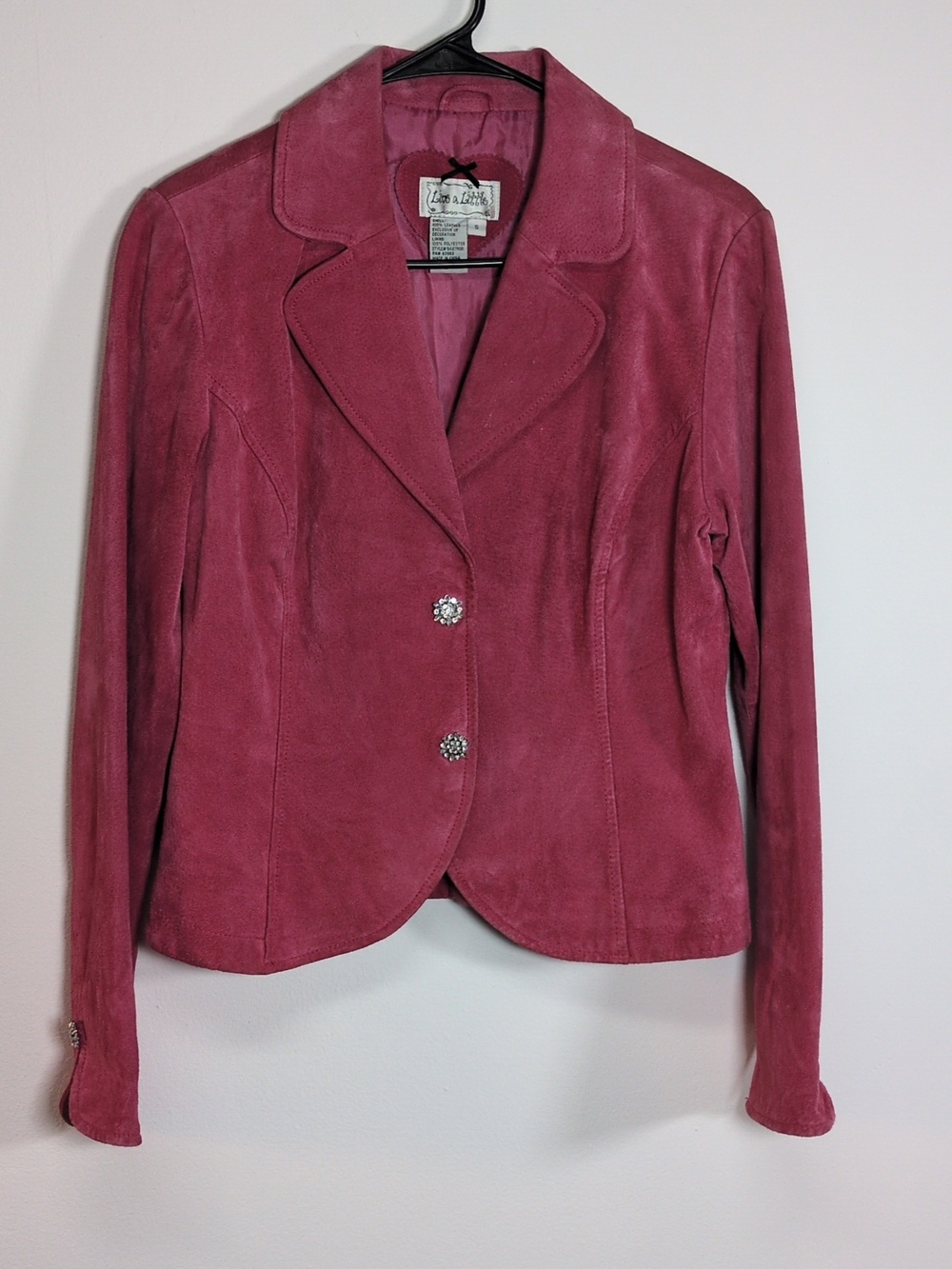 Vintage 90s Bright Pink Suede Blazer Jacket, Size Small - Picture 2 of 10